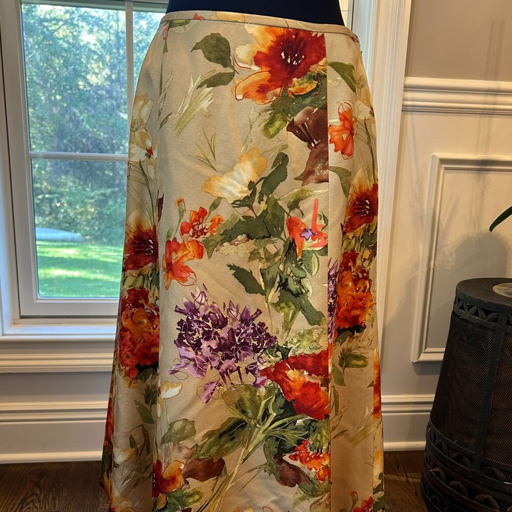 Talbots Petites Floral A-Line Skirt ~ Women's Size 4P